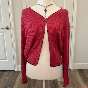 Emma James by Liz Claiborne hot pink knitted button-up cardigan